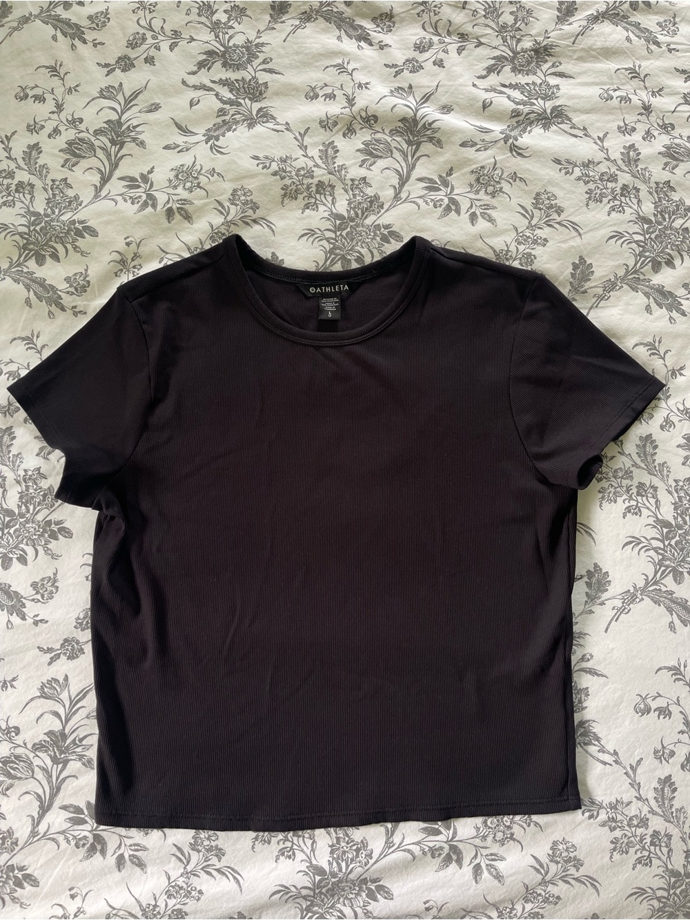 Athleta Signature Rib Crop Tee Black